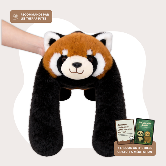 Peluche lestée panda roux pour soulager l’anxiété chez adulte et enfant