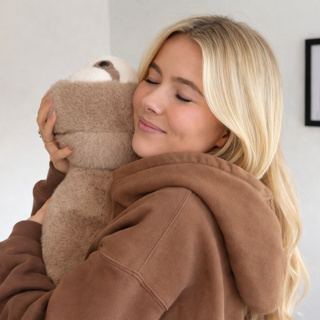 Peluche lestée paresseux utilisée pour réduire le stress chez l'adulte et l'enfant